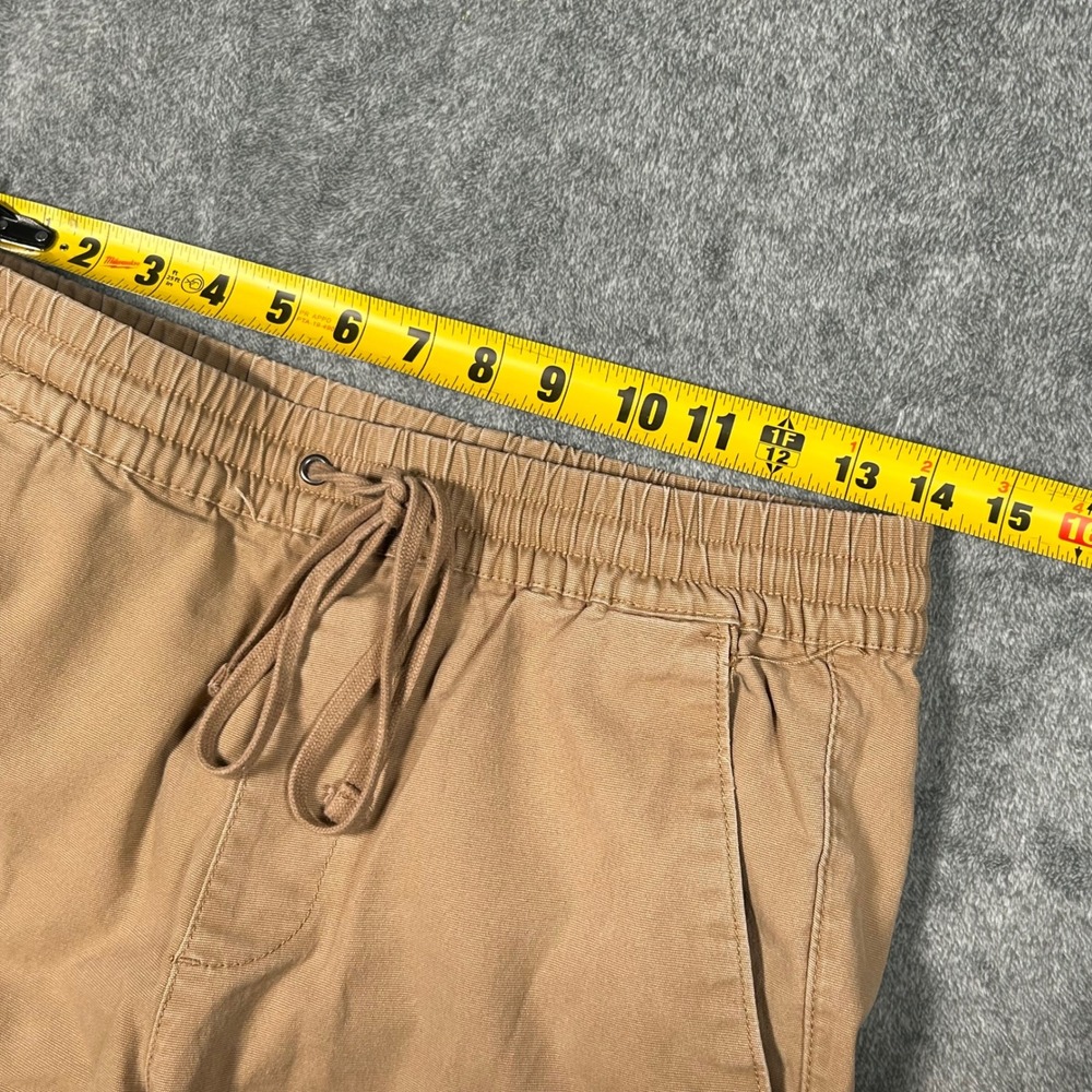 PacSun Mens Slim Fit Cargo Pants Tan Light Khaki Drawstring Elastic Waist Small - Picture 10 of 13